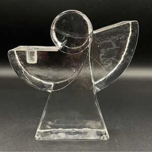 Vintage Toscani  made in Italy Glass Christmas Angel Candle Holder  Art Glass 5”